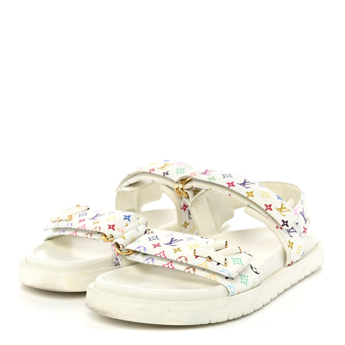 Louis Vuitton - LV X TM Monogram Multicolor Sunset Flat Sandals - White