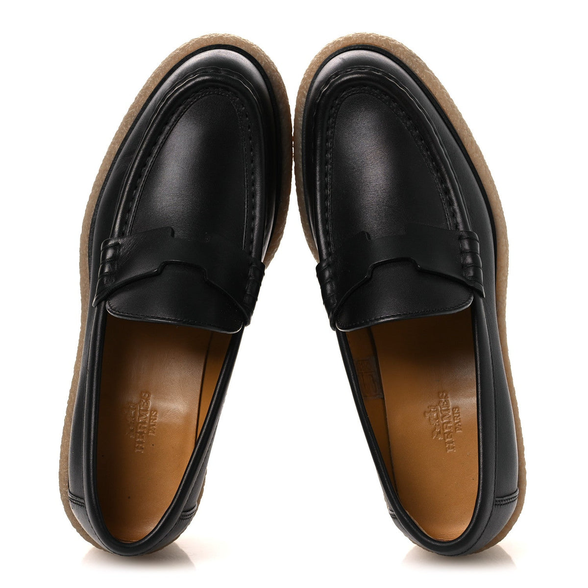 Hermès - Glazed Calfskin Fanny Loafers
