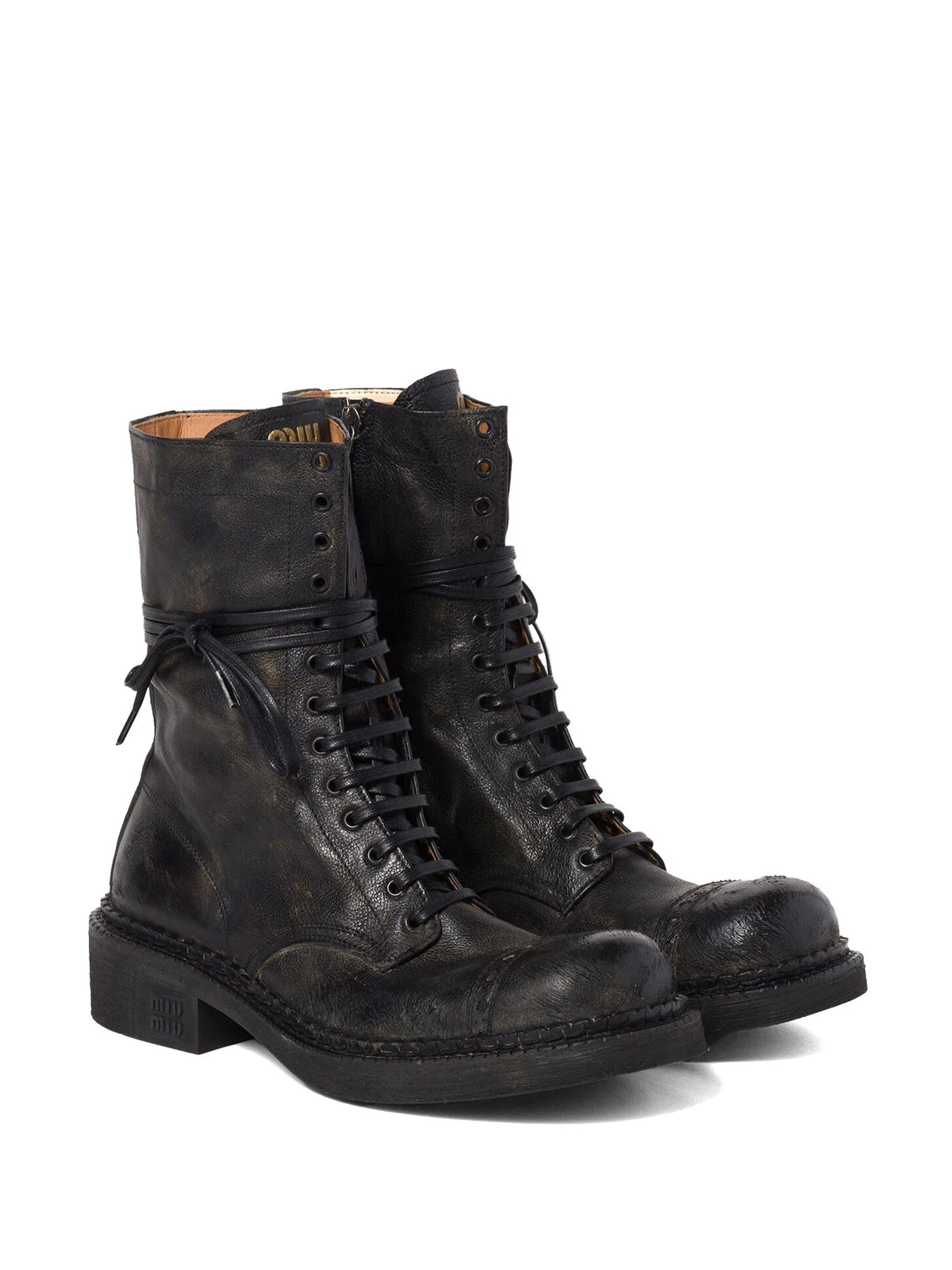 Miu Miu - Lace-up Leather Boots