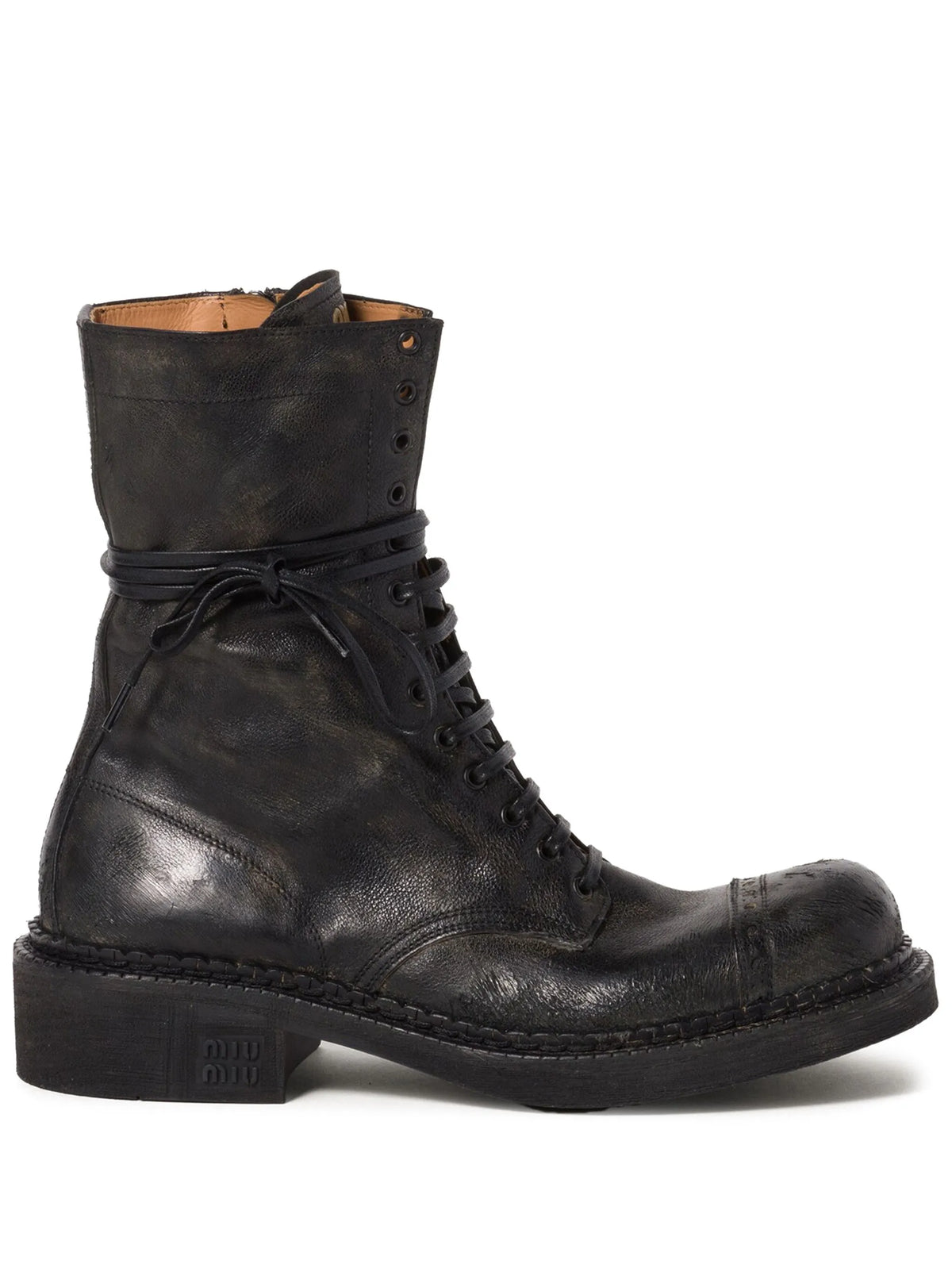 Miu Miu - Lace-up Leather Boots