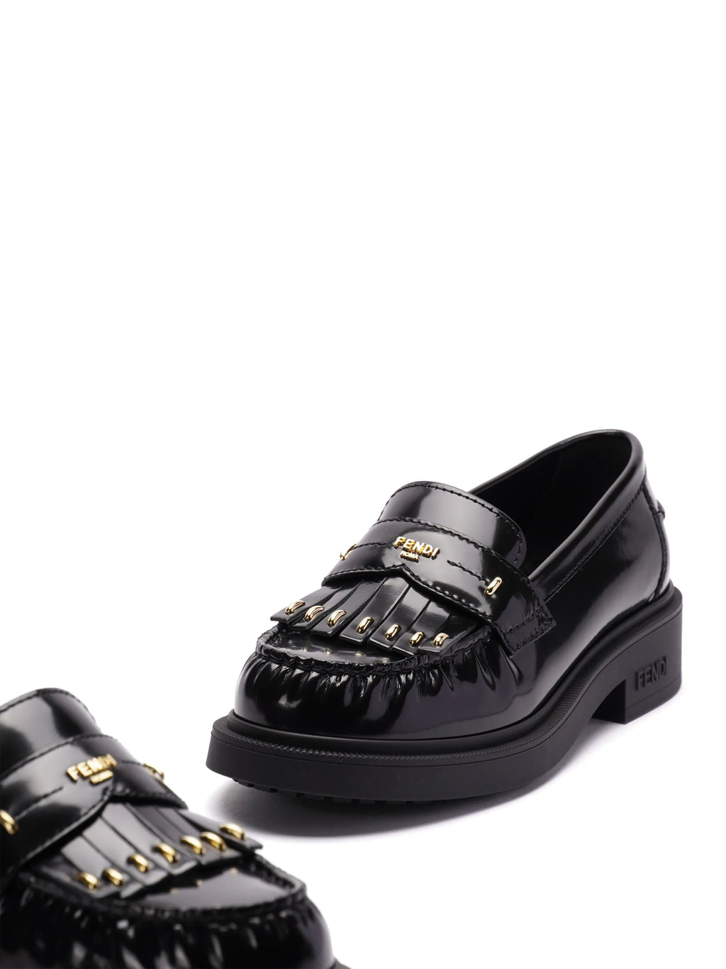 Fendi - Logo-plaque Leather Loafers