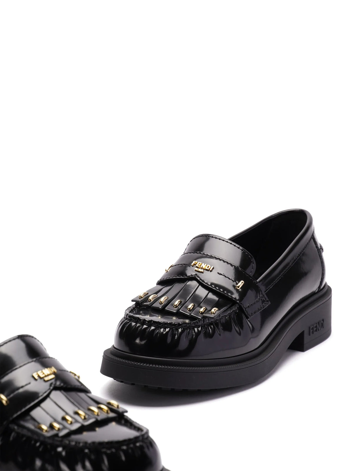 Fendi - Logo-plaque Leather Loafers