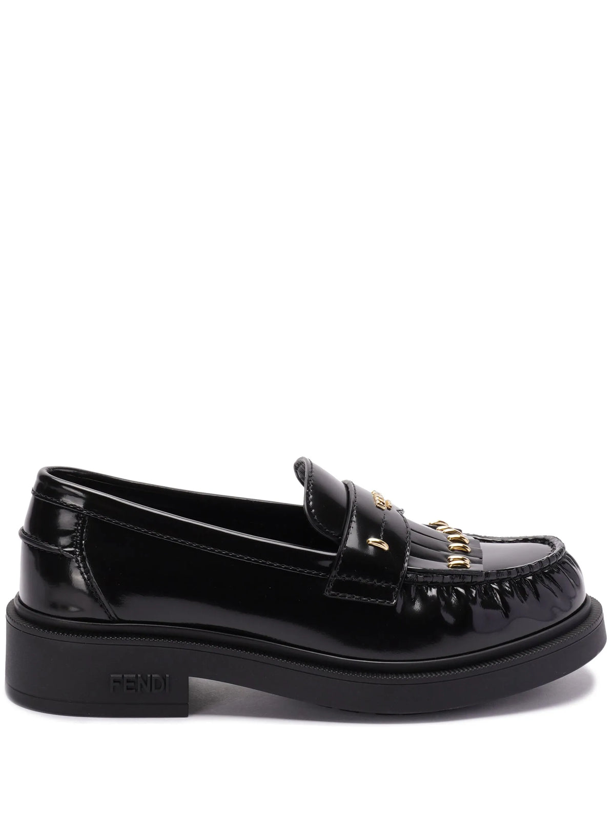 Fendi - Logo-plaque Leather Loafers