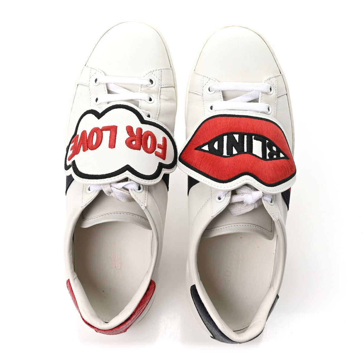 Gucci - Calfskin Ayers Blind For Love Embroidered Ace Sneakers