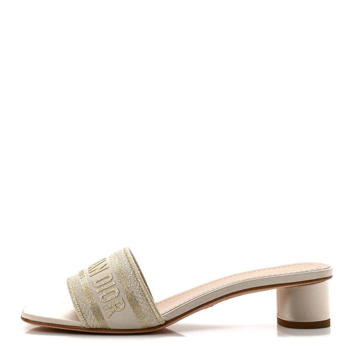 Dior - Metallic Satin Embroidered Dway 35mm Slide Sandals