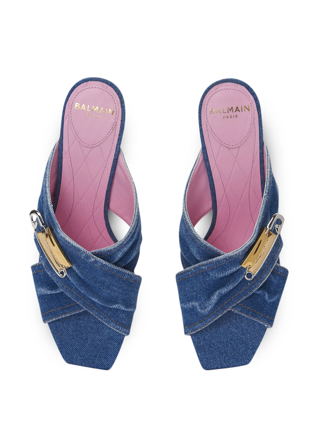Balmain - Saftey-pin Denim Mules