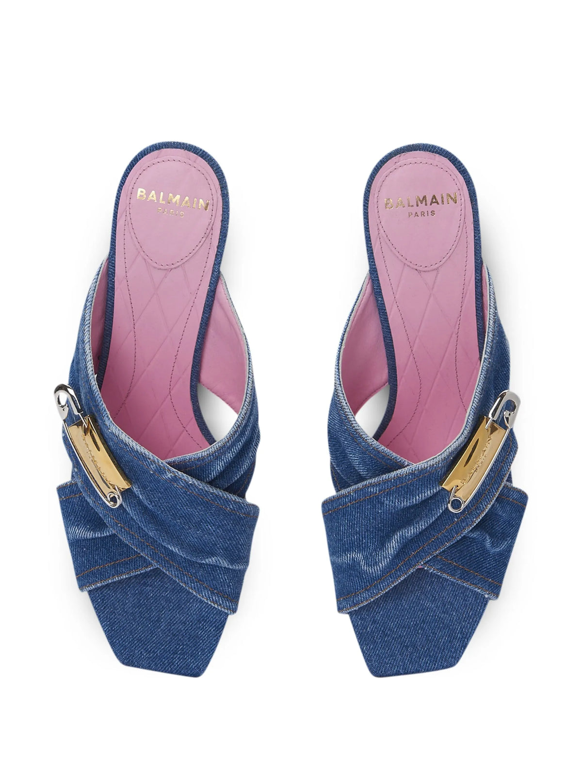 Balmain - Saftey-pin Denim Mules