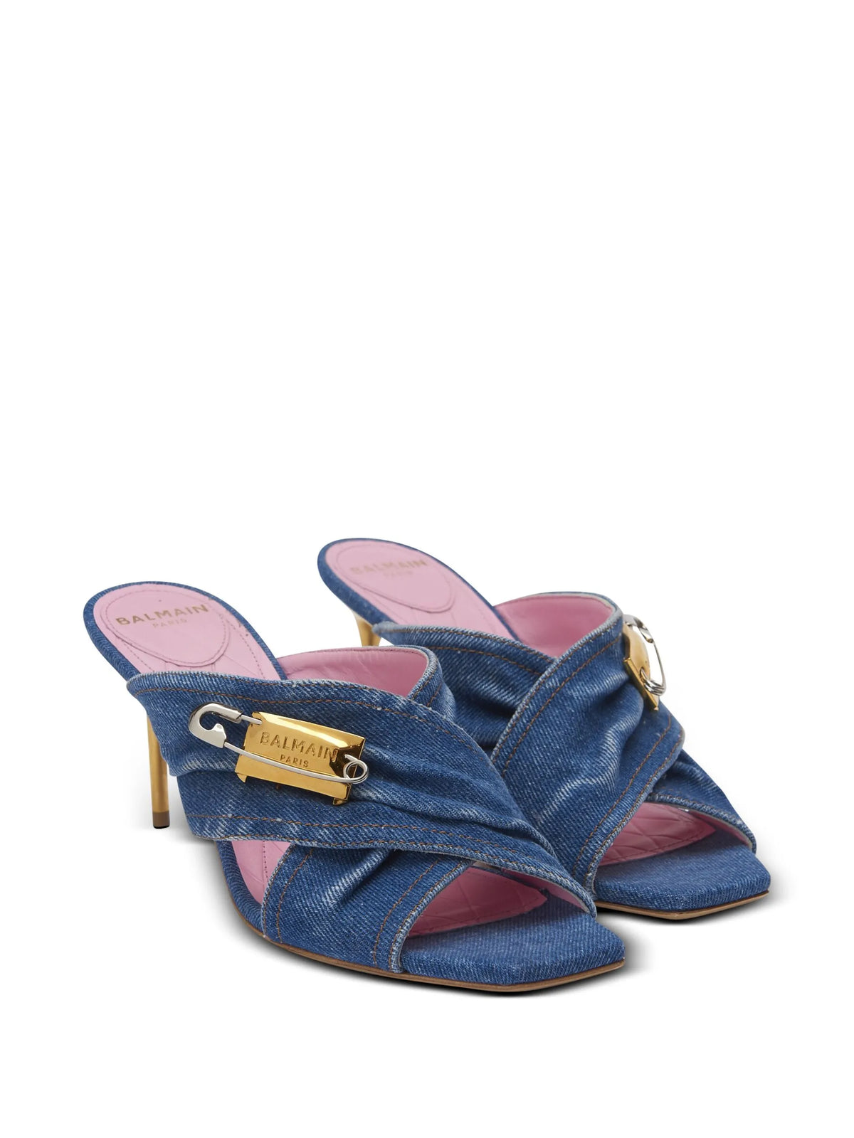 Balmain - Saftey-pin Denim Mules