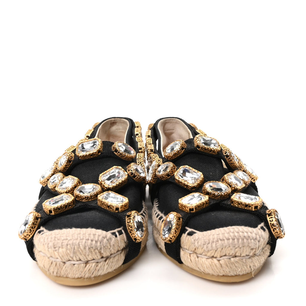 Gucci - Canvas Crystal Embellished Espadrilles