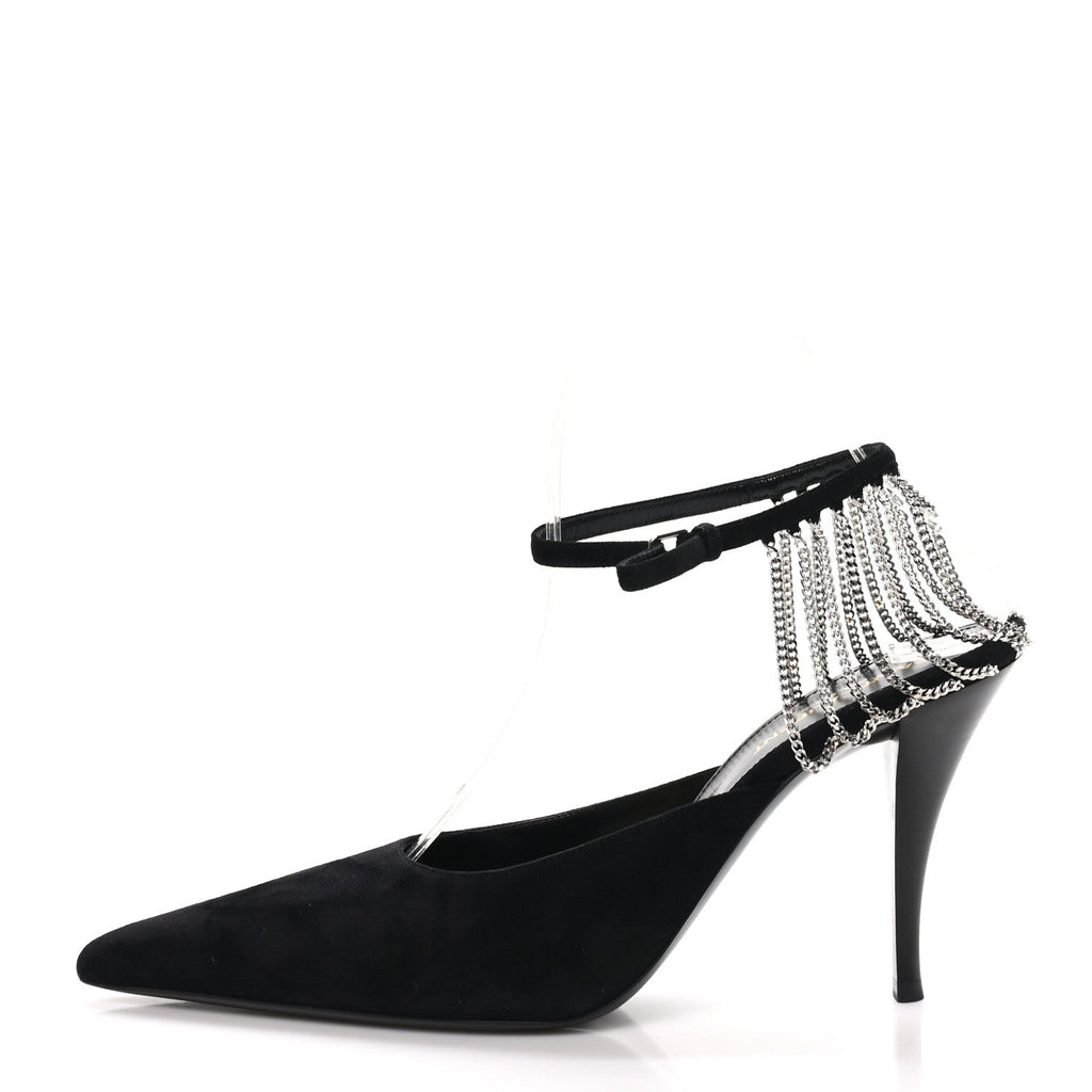 Saint Laurent - Kid Scamosciato Sling 90 Chain Pumps