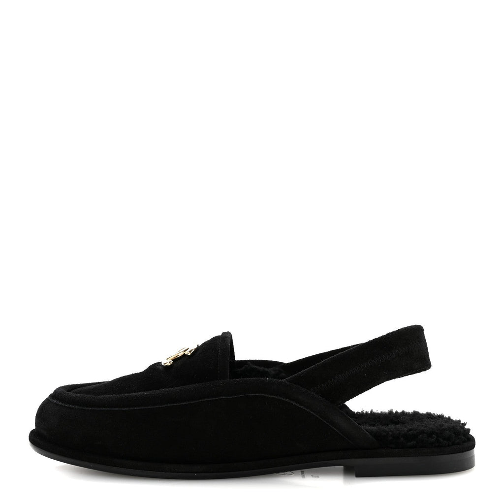 Chanel - Suede Calfskin CC Slingback Loafers