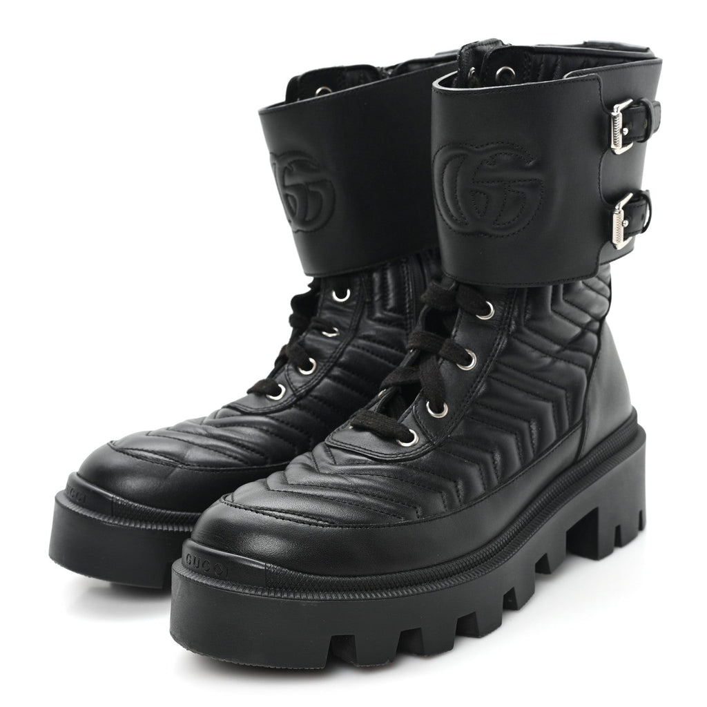 Gucci - Nappa Frances GG Matelasse Platform Combat Boots