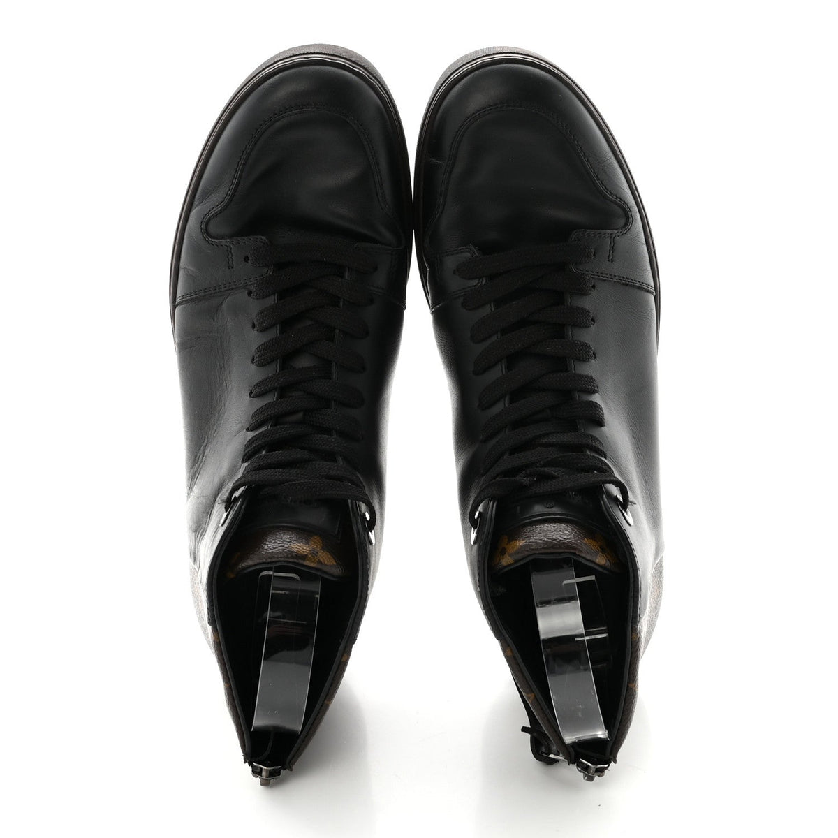 Louis Vuitton - Calfskin Monogram Line-Up Sneaker Boot 6 Black