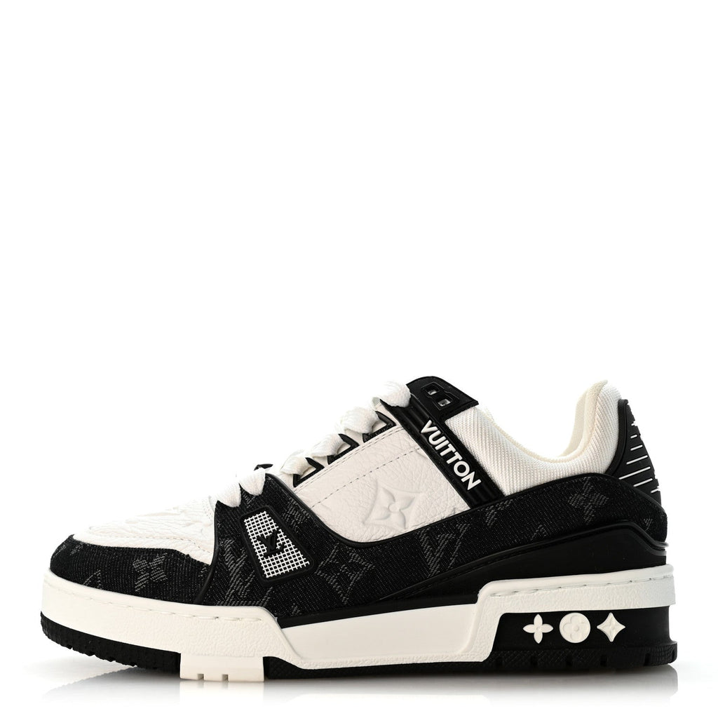 Louis Vuitton - Calfskin Embossed Monogram Denim LV Trainer Sneakers
