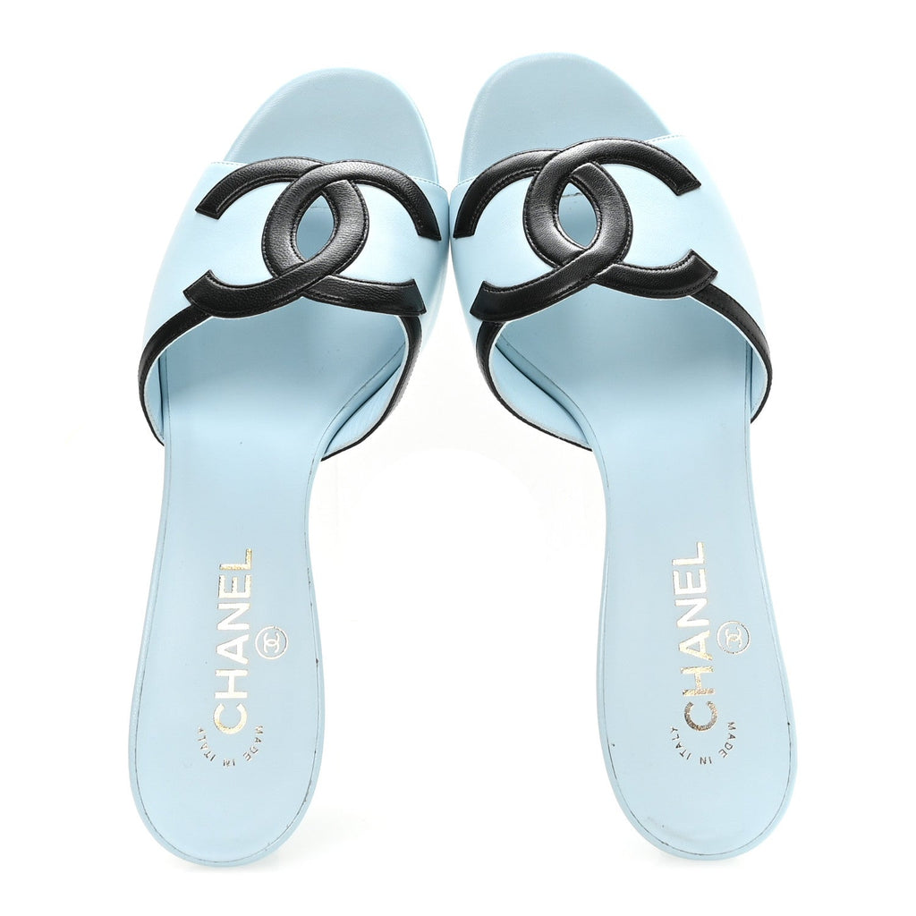 Chanel - Lambskin CC Cutout Mules