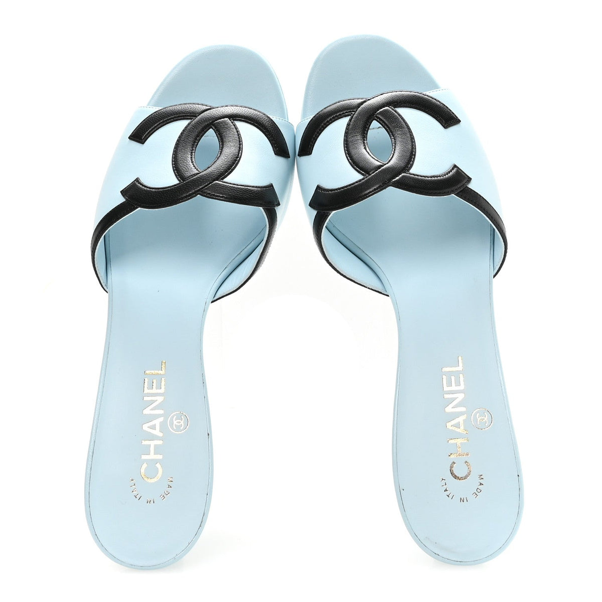 Chanel - Lambskin CC Cutout Mules