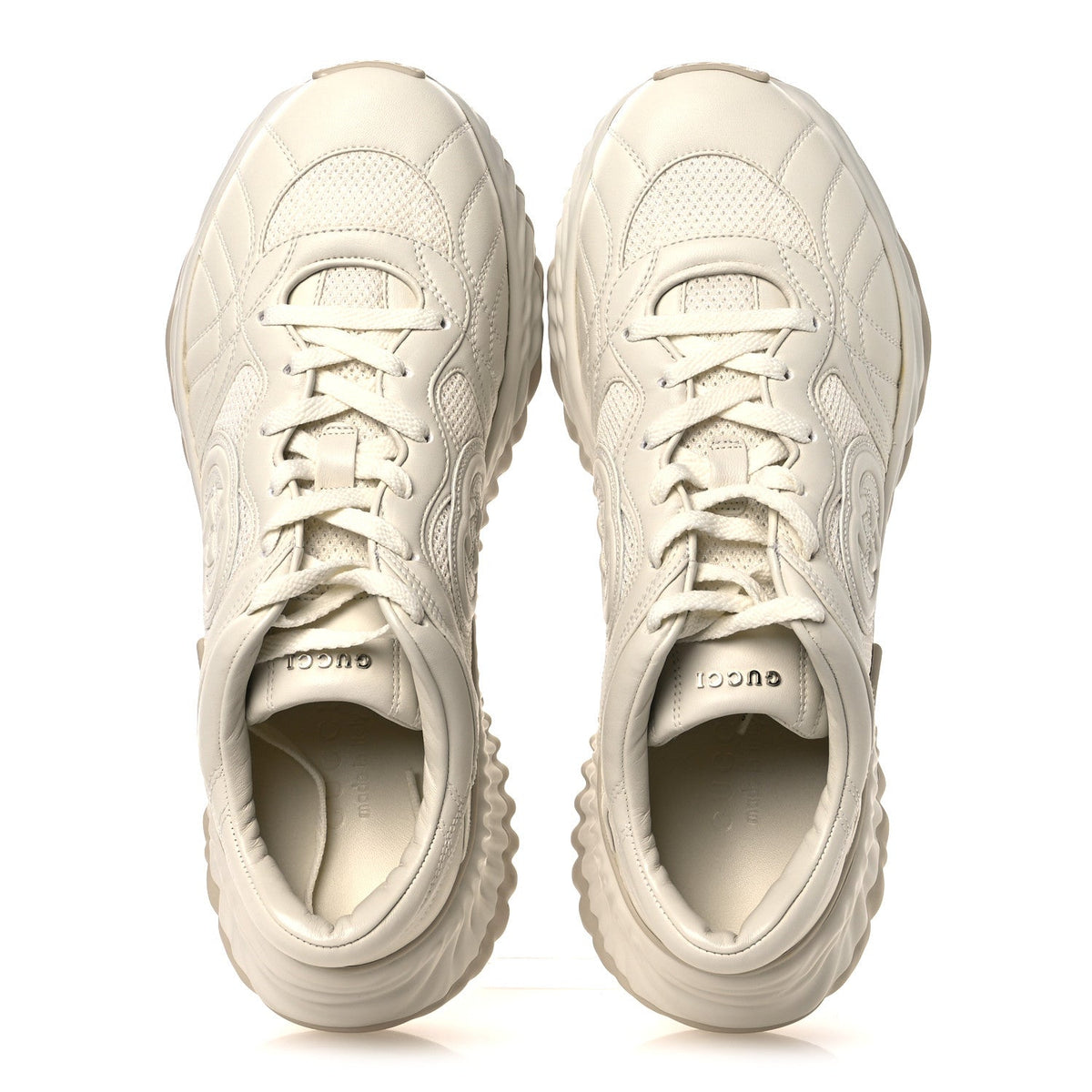 Gucci - New Nappa Sombre Interlocking G Ripple Platform Sneakers 9.5 Off White
