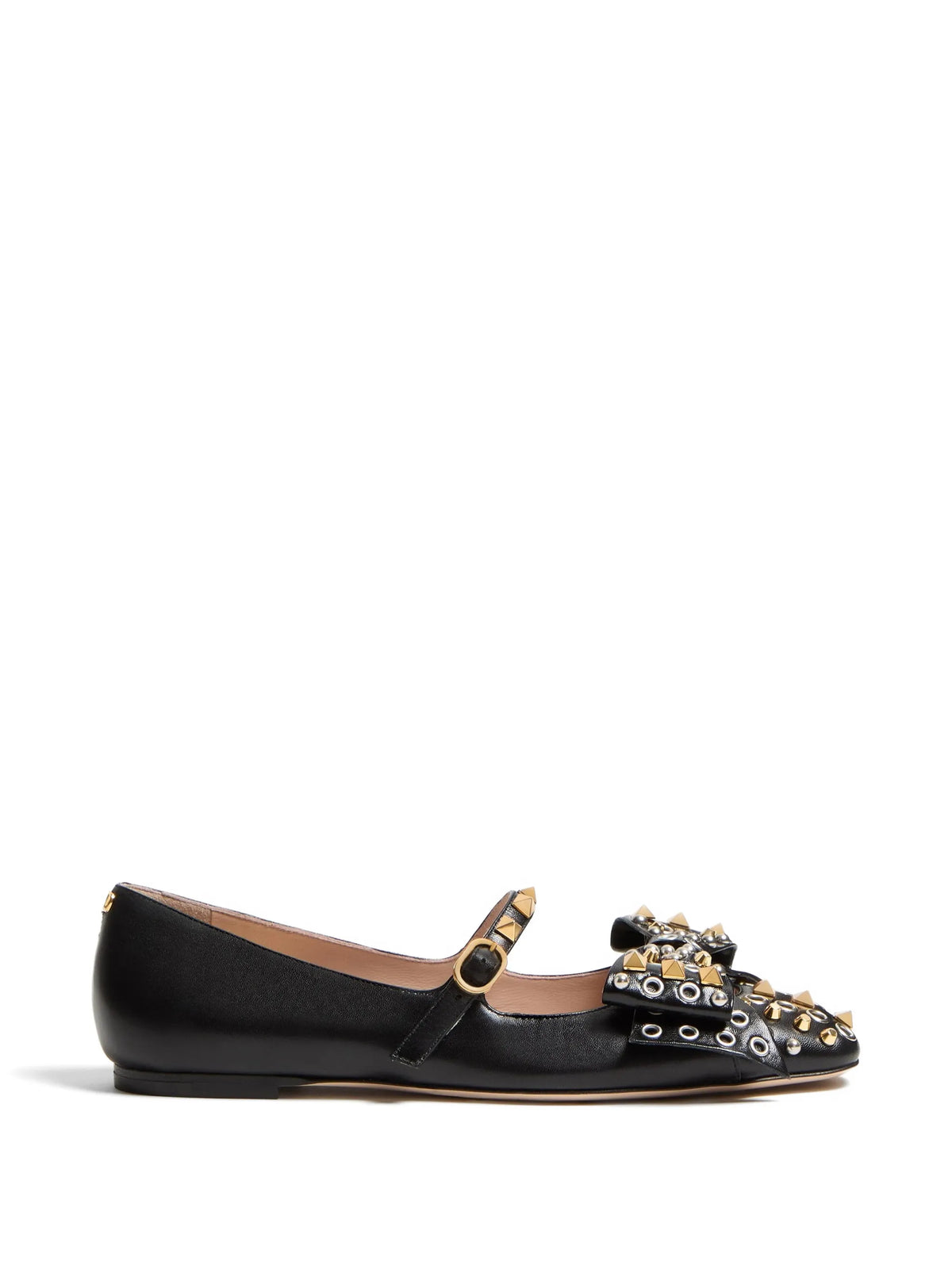 Valentino - Mary-Jane Bowow Ballerina In Kidskin With Studs