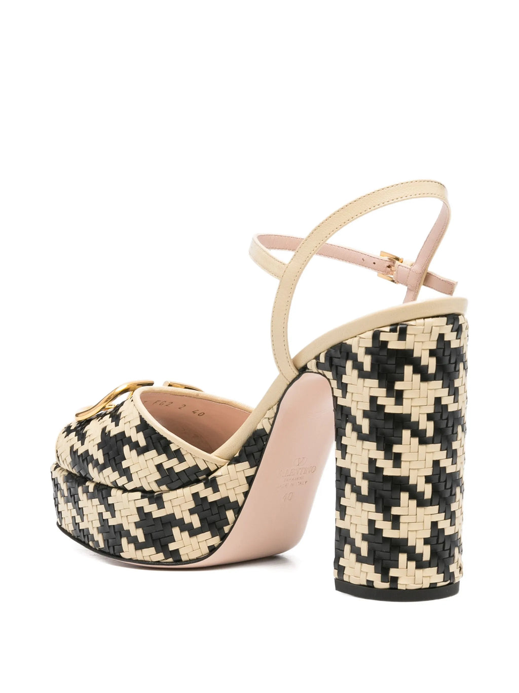 Valentino - 115mm Houndstooth Platform Heeled Sandals