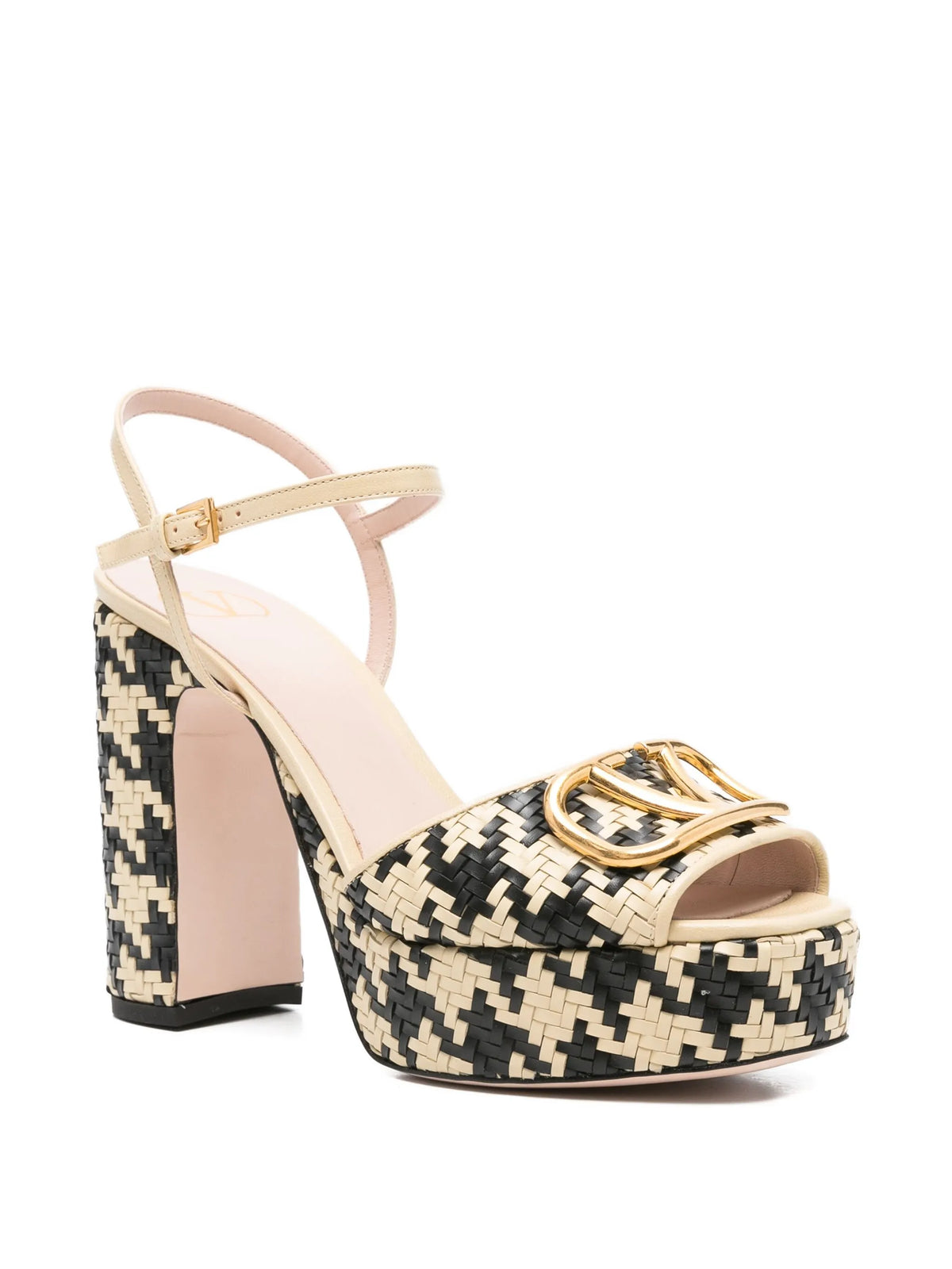 Valentino - 115mm Houndstooth Platform Heeled Sandals