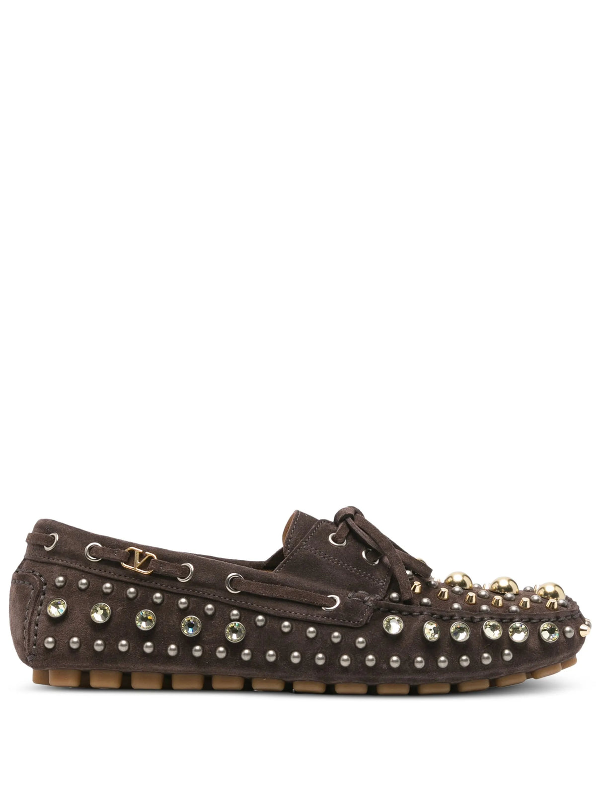 Valentino - Studded Suede Boat Shoes