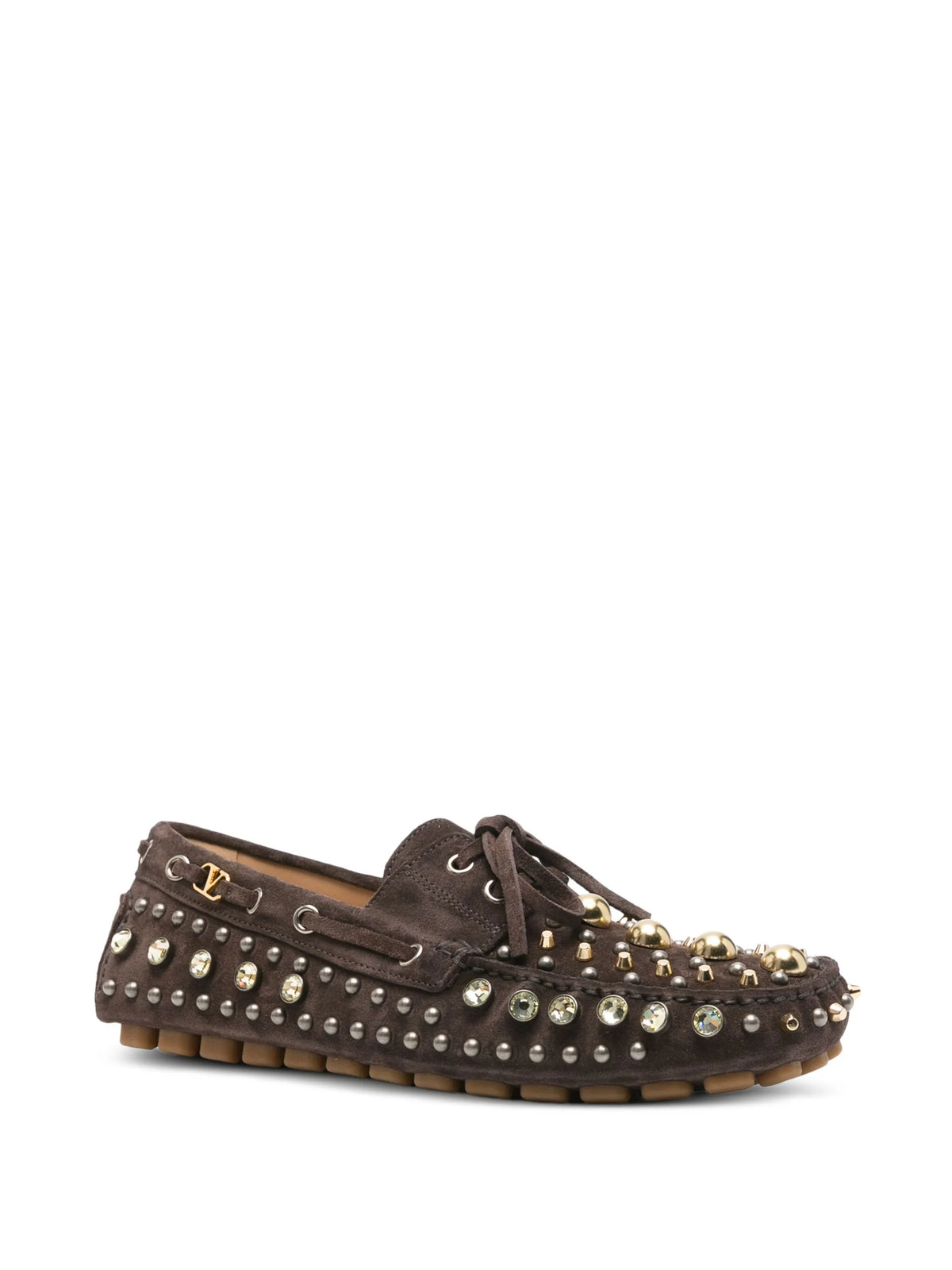 Valentino - Studded Suede Boat Shoes