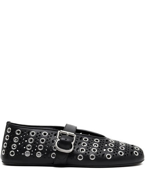 Alaïa - Eyelet-embellished Ballet Flats