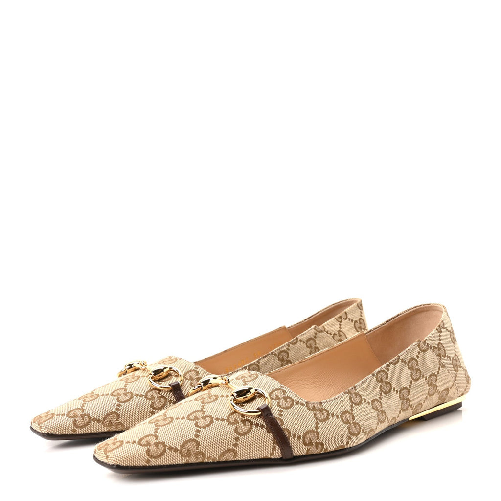 Gucci - GG Monogram Horsebit Bow Ballet Flats