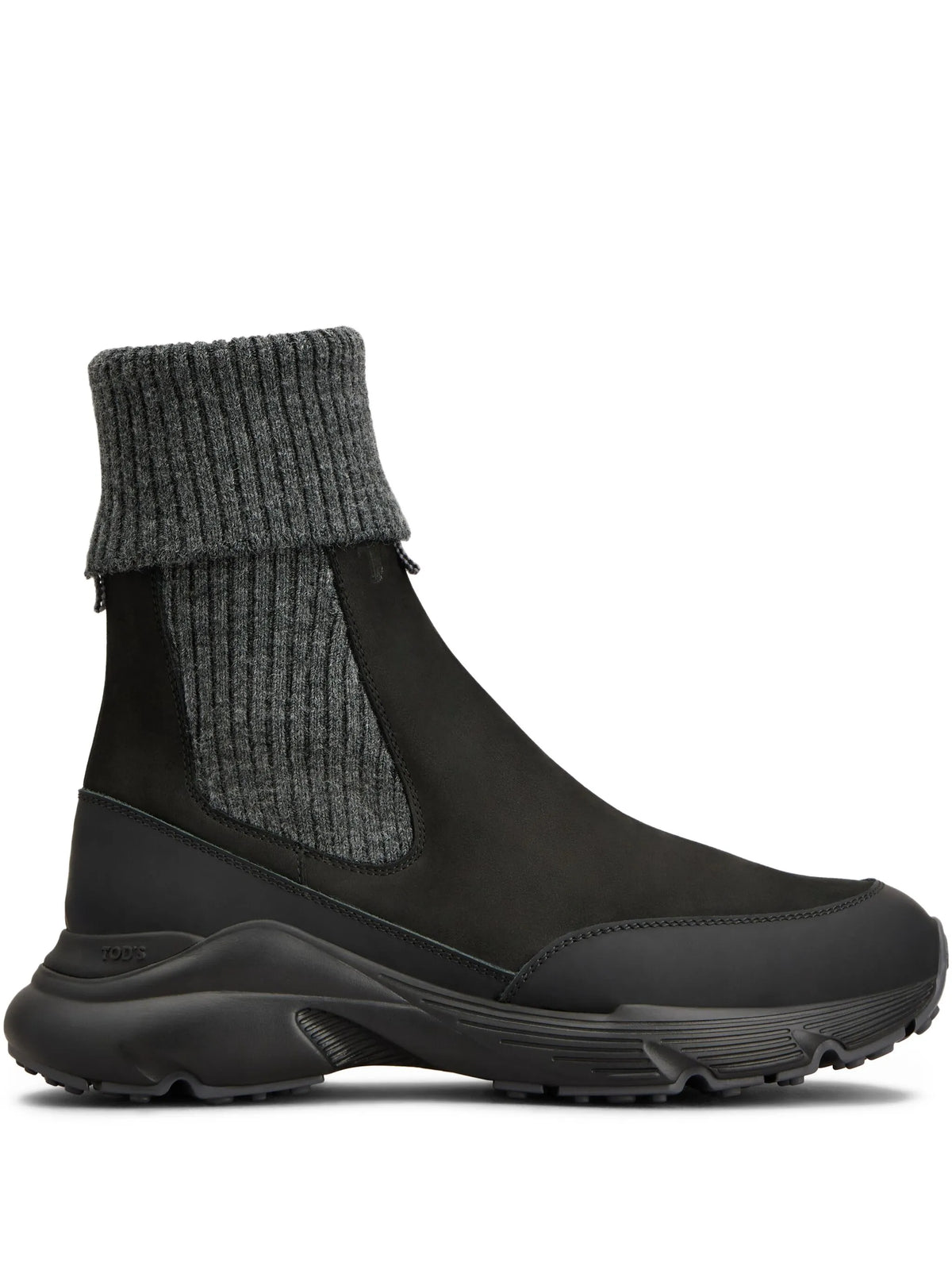 Tod's - Chelsea Boots In Nubuck And Knit