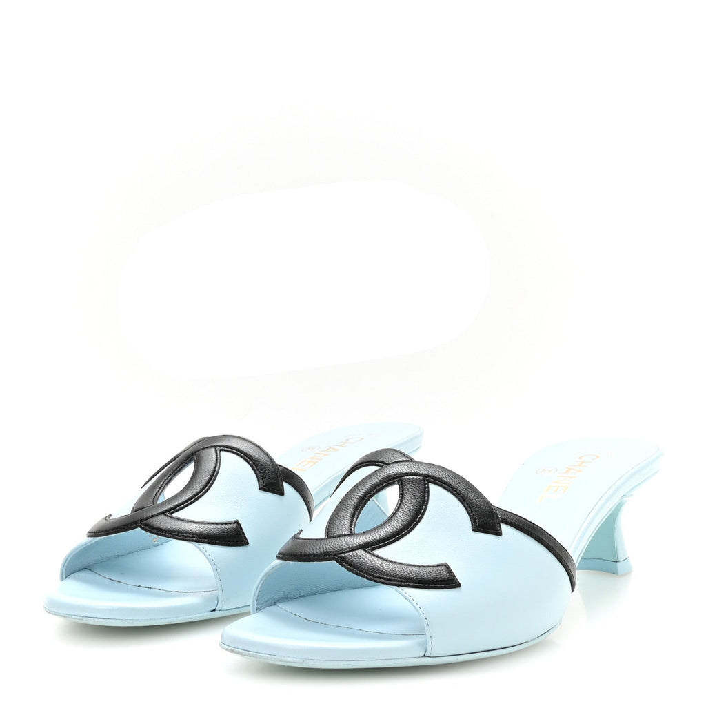 Chanel - Lambskin CC Cutout Mules