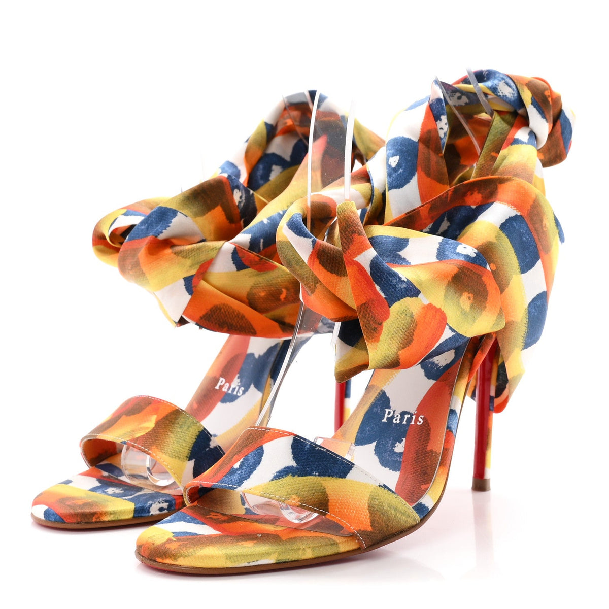 Christian Louboutin - Crepe Satin Gaagal Miss Z Du Desert 100 Ankle Wrap Sandals
