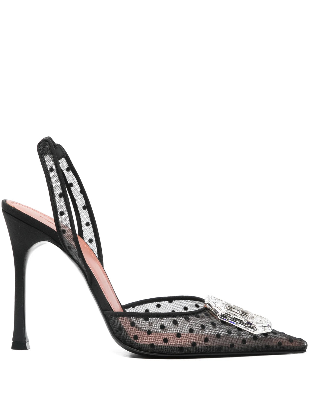 Amina Muaddi - Camelia Lace Polka-dot Pumps