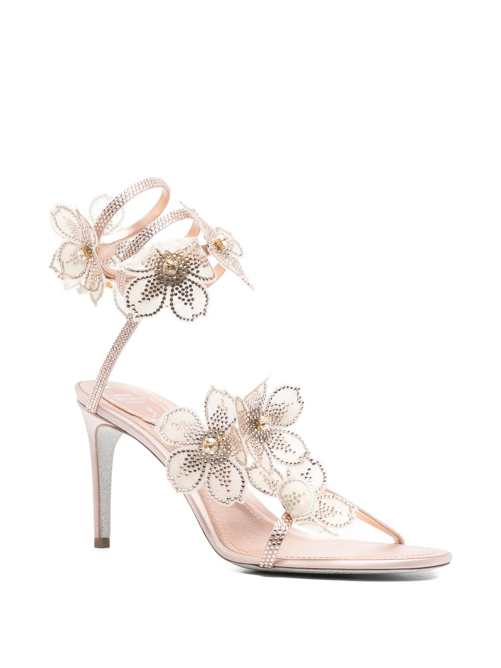 René Caovilla - Floriane Flowers Strass Embellished Heeled Sandals
