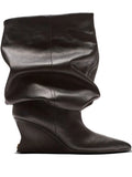 Balmain - 75mm Slouchy Wedge Ankle Boots