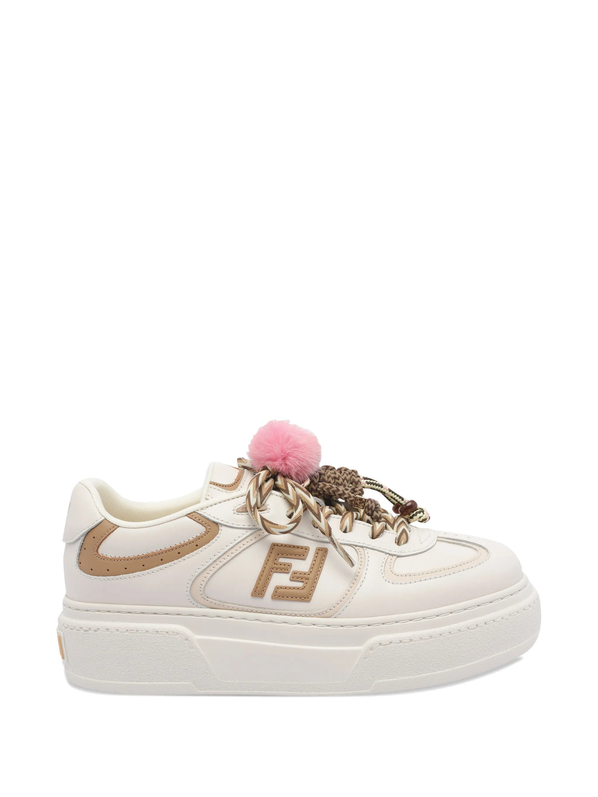 Fendi - Platform Leather Pom-pom Trainers