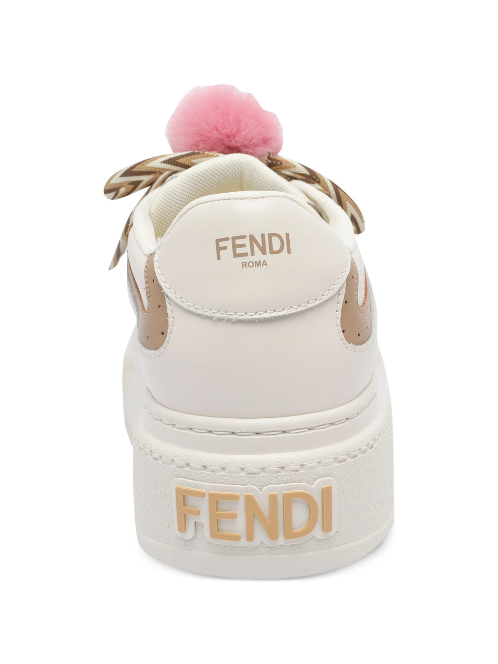 Fendi - Platform Leather Pom-pom Trainers