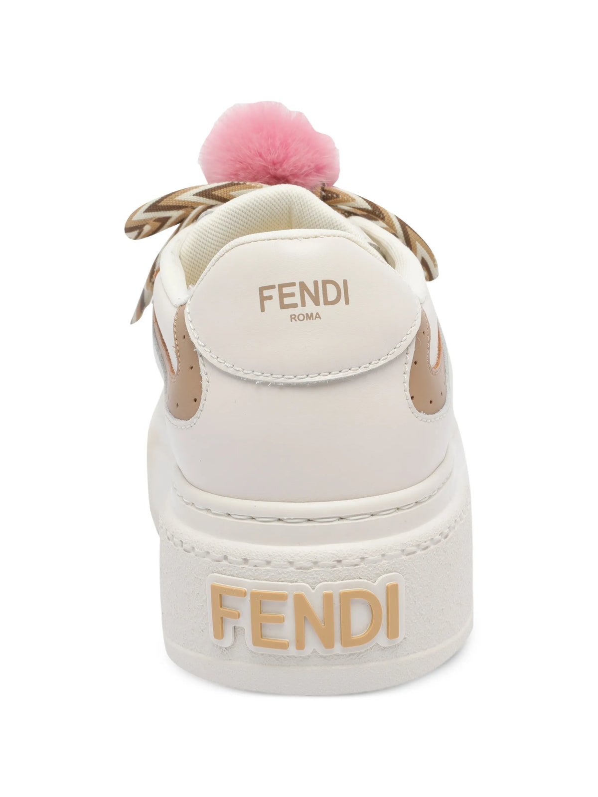 Fendi - Platform Leather Pom-pom Trainers