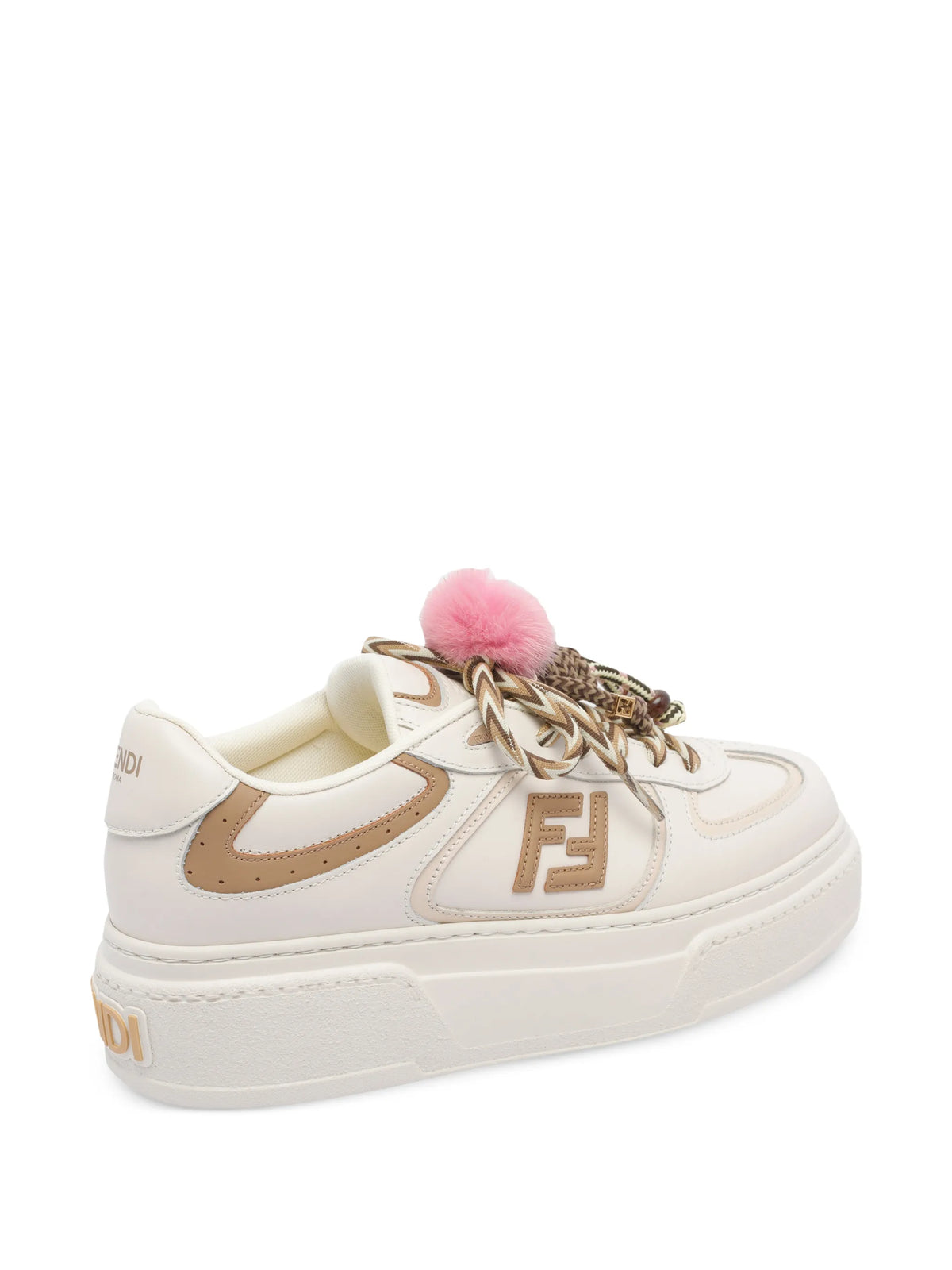 Fendi - Platform Leather Pom-pom Trainers