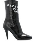 Givenchy - Sliced Square Givenchy Tape Ankle Boots In Leather