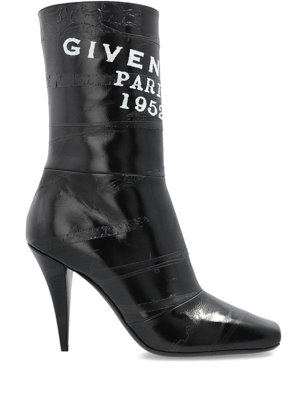 Givenchy - Sliced Square Givenchy Tape Ankle Boots In Leather