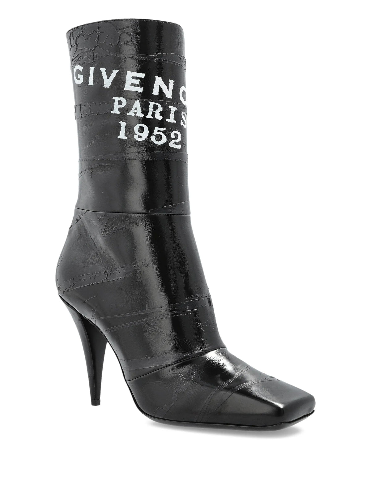 Givenchy - Sliced Square Givenchy Tape Ankle Boots In Leather