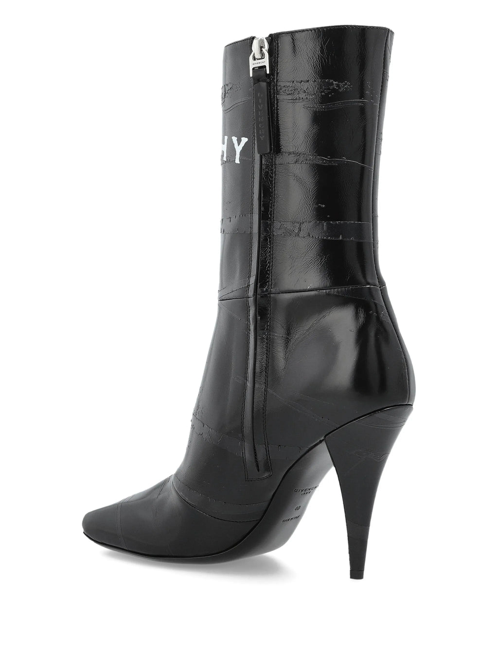 Givenchy - Sliced Square Givenchy Tape Ankle Boots In Leather