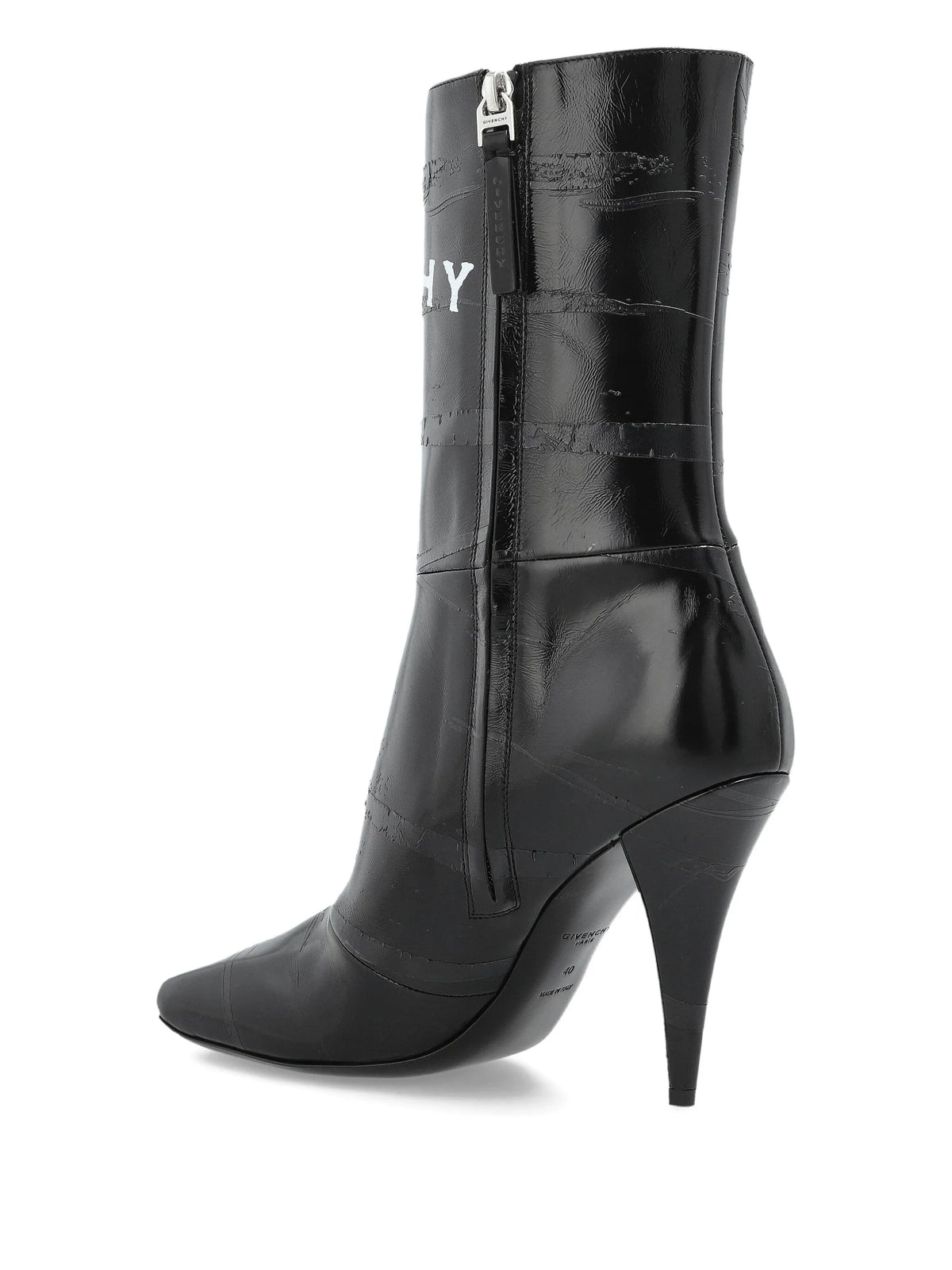 Givenchy - Sliced Square Givenchy Tape Ankle Boots In Leather