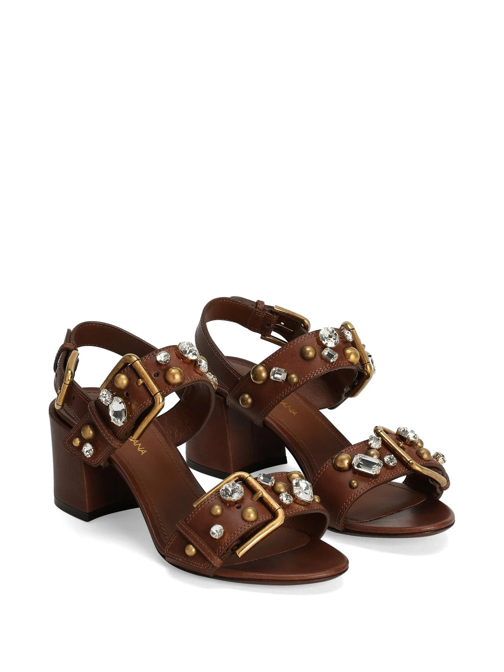 Dolce & Gabbana - Cowhide Keira Sandals With Embellishments