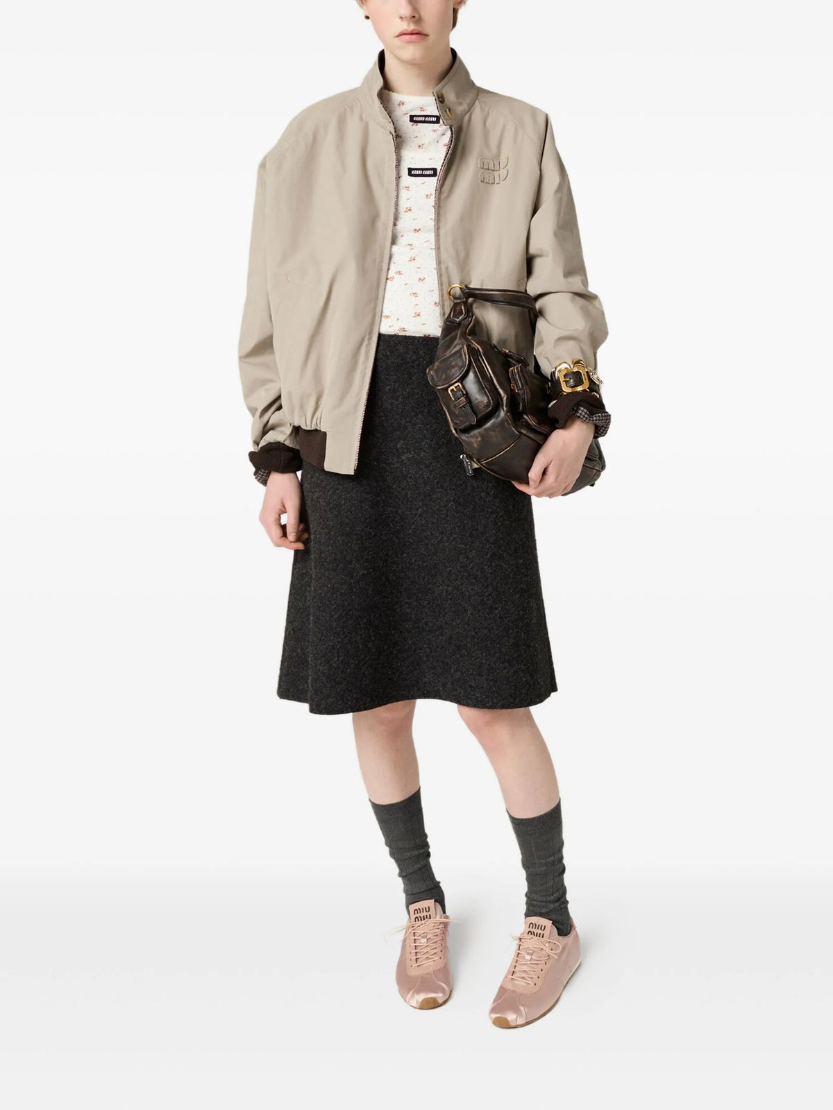 Miu Miu - Plume Suede-trimmed Sneakers