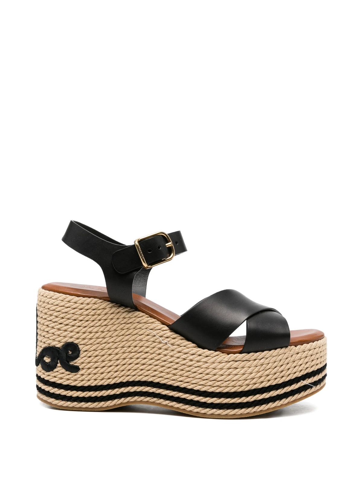 Chloé - Logo-embroidered Platform Wedge Sandals