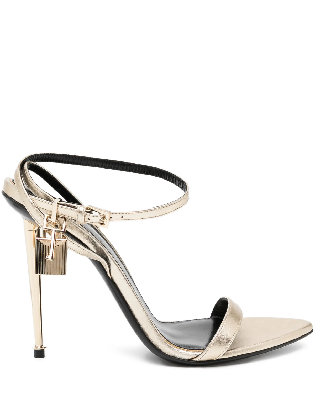 Tom Ford - Laminated Nappa Leather Padlock Pointy Naked Sandals