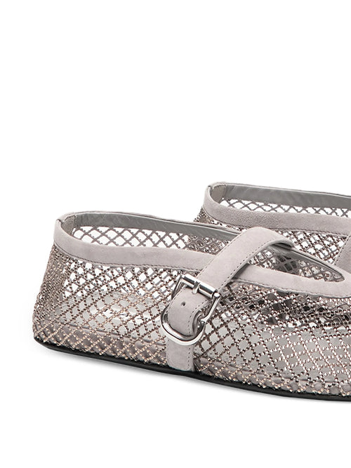 Alaïa - Ballet Flats In Strass Fishnet