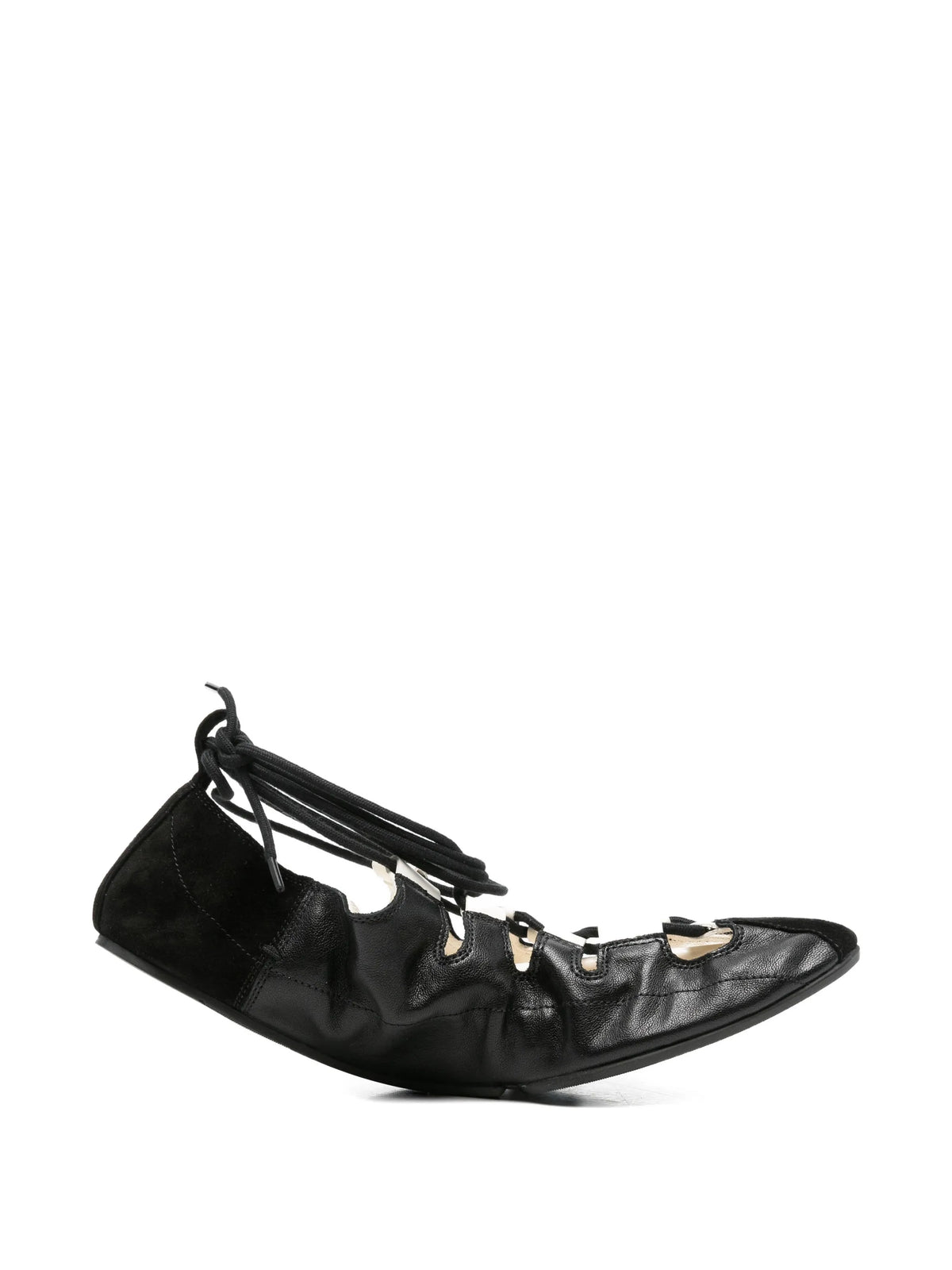 Alaïa - Fold Laced Flats In Leather