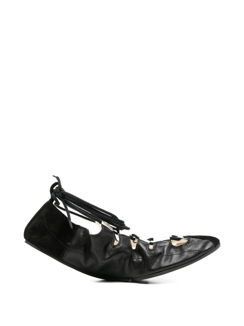 Alaïa - Fold Laced Flats In Leather